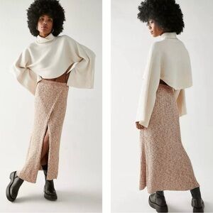 NWT FREE PEOPLE Better Days Midi Skirt Ribbed Knit High Rise Sweater Boho Size M